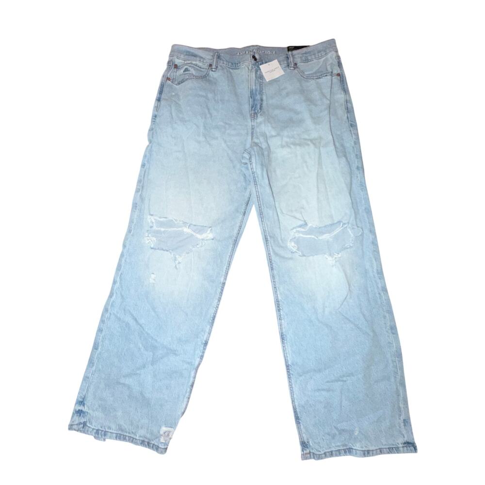 American Eagle Strigid Ex-Boyfriend Jeans Women's Sz 16R Light Blue Low Rise New